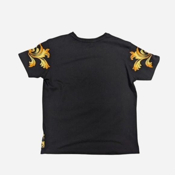 Versace black & gold baroque with rhinestone print t-shirt - Picture 2 of 7